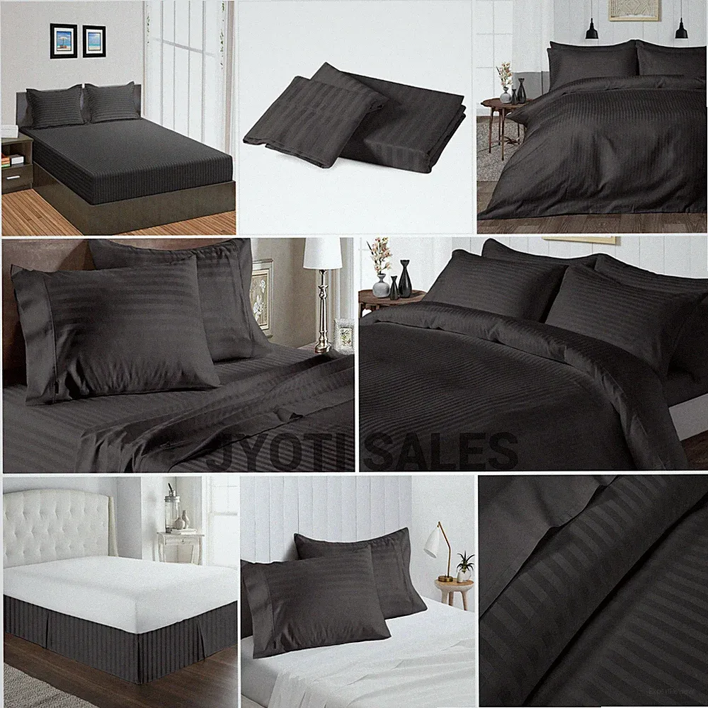 100% Cotton 800 Thread Count Gray Stripes Select Sheets OR Duvet Covers