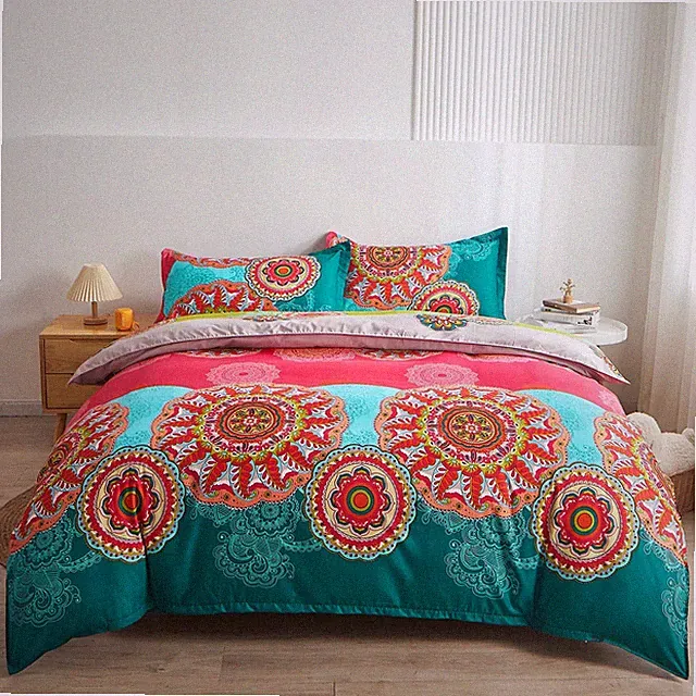 Bohemian Duvet Cover Full Size,Microfiber Bedding Comforter Cover Set,Boho Co...