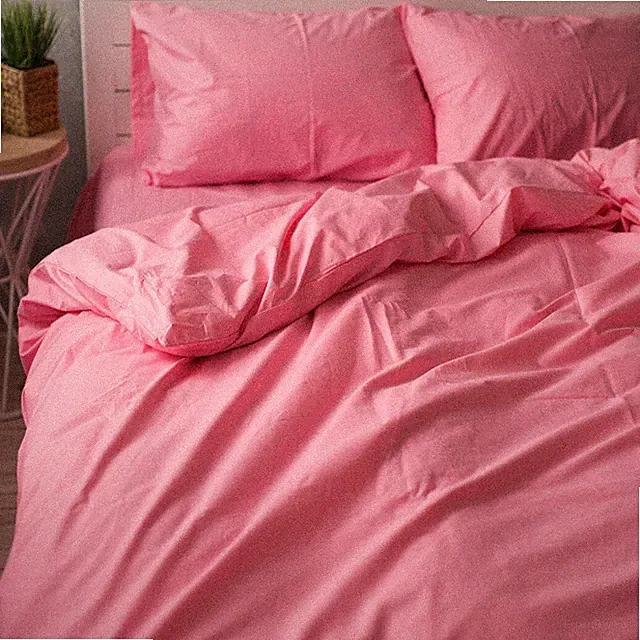 Cotton Duvet cover + 2 pillowcases in Pink. Twin Full Queen King Custom