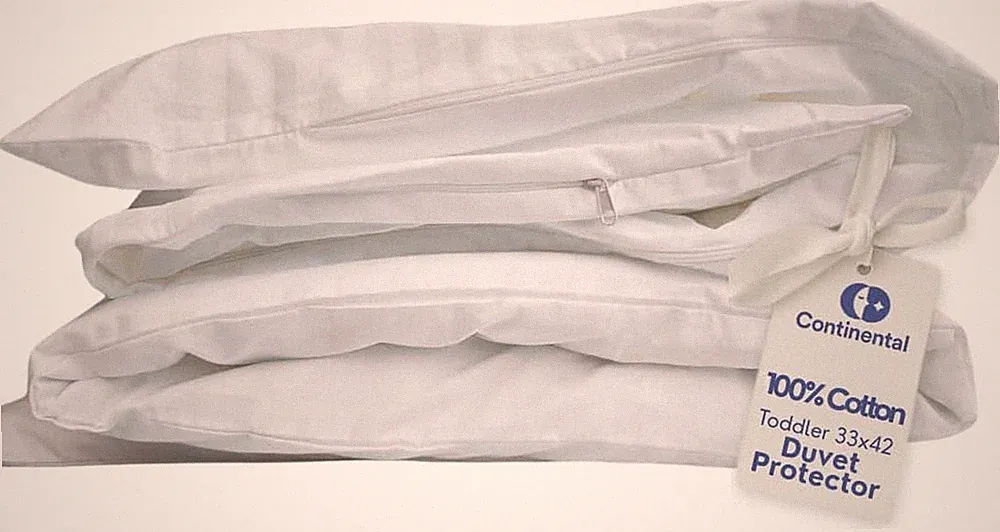 Duvet Cover Protector for Toddler Comforter, 100% Cotton, Zipper to Block Blanke