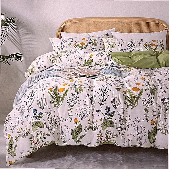 Floral Duvet Cover Set 2/3PCS King Queen Twin Soft Reversible Bedding