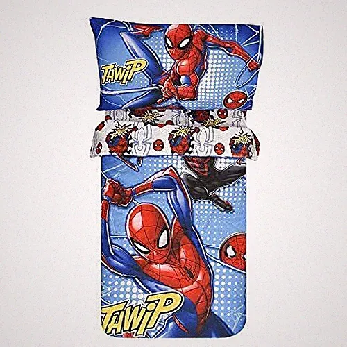 Marvel Spiderman 3 Pcs Toddler Kids Bedding Sheet Set with Reversible Comforter