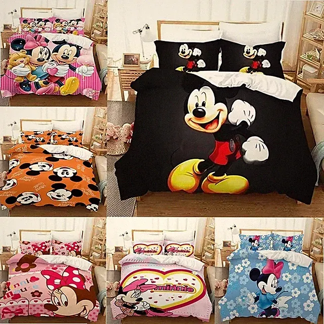 Mickey Minnie Mouse Bedding Set | Kids & Adult Duvet Cover Pillowcase Comforter
