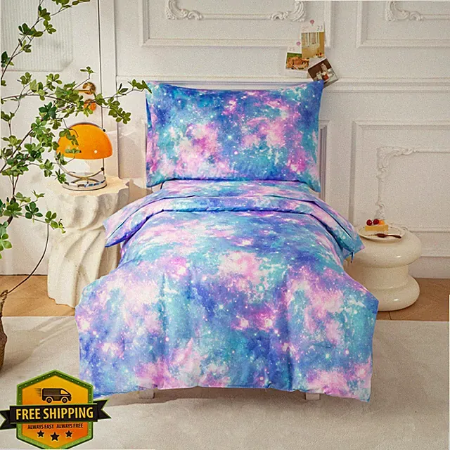 SDIII 4pc Space Galaxy Toddler Bedding Set Microfiber Comforter