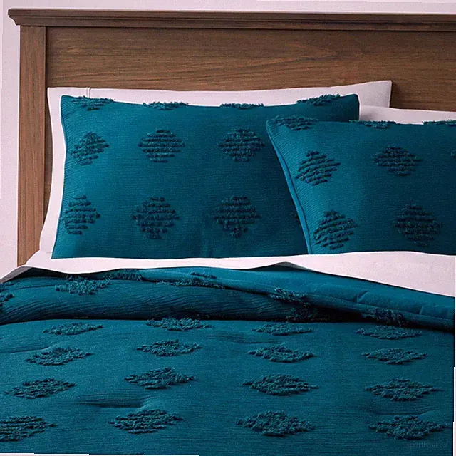 Tufted Diamond Crinkle Duvet Cover and Sham Set - Threshold