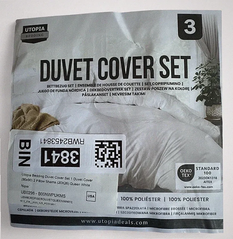 Utopia Bedding 3-Piece Duvet Cover Set Queen White Microfiber Soft